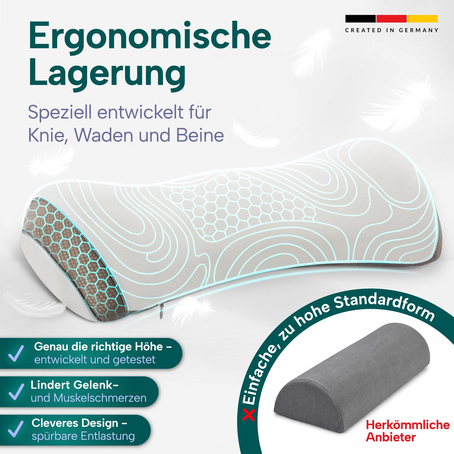 Medical Nights® Orthopädische Knierolle & Lagerungsrolle – Memory Foam zur Beinhochlagerung