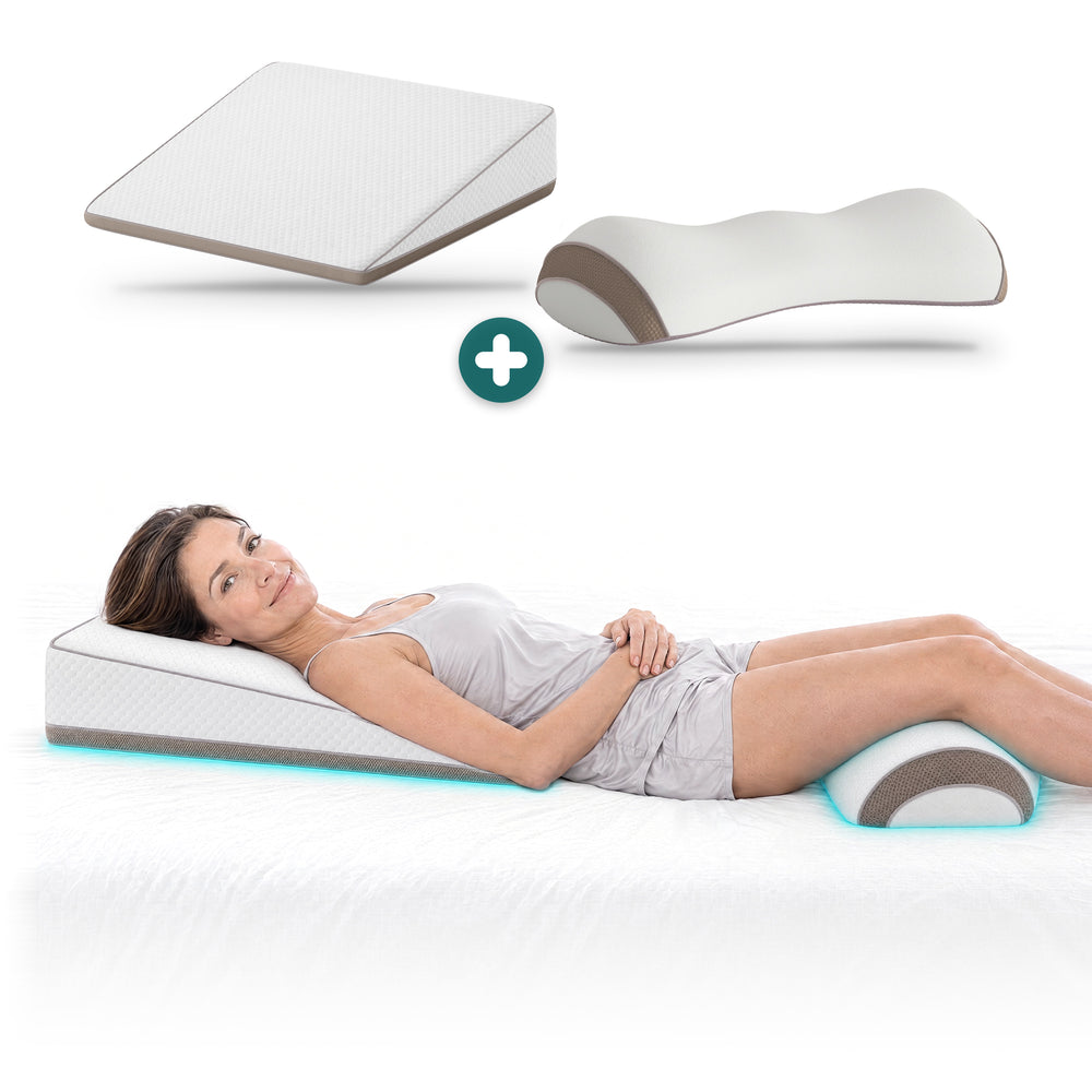 Medical Nights® Rückenschläfer-Set: Keilkissen + Knierolle – für erhöhtes Liegen in Rückenlage
