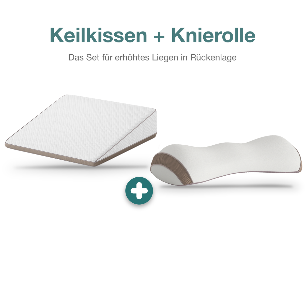 Medical Nights Rückenschläfer-Set: Keilkissen und Knierolle für erhöhtes Liegen in Rückenlage